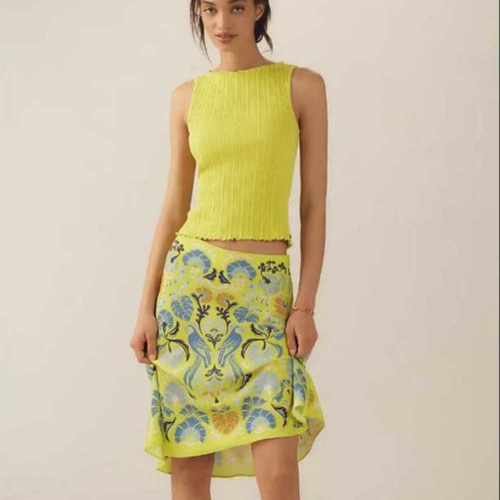 Anthropologie x Farm Rio Satin Slip Skirt